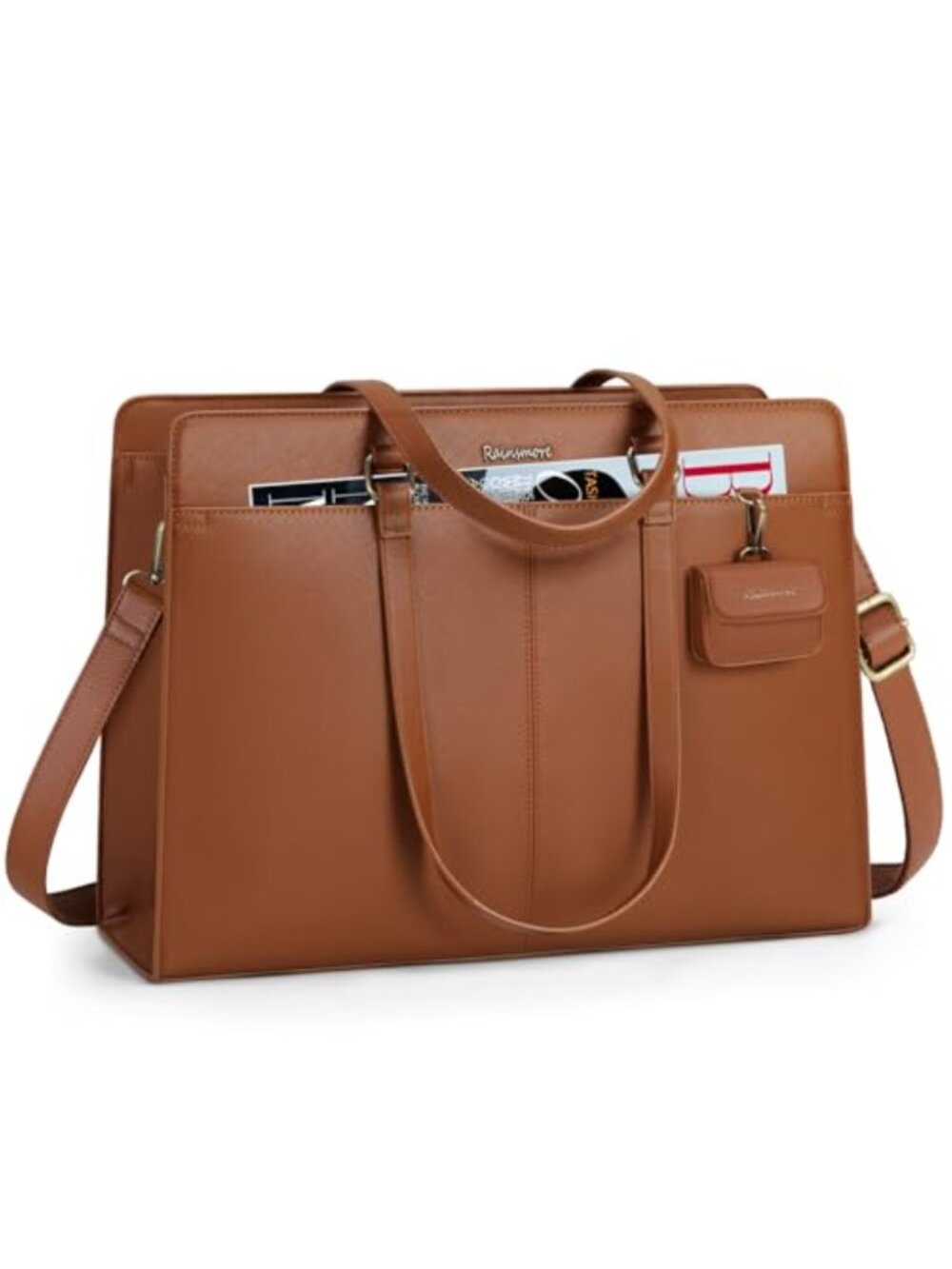 RAINSMORE 15.6 Inch Laptop Tote Bag Waterproof PU Leather Women's Briefcase